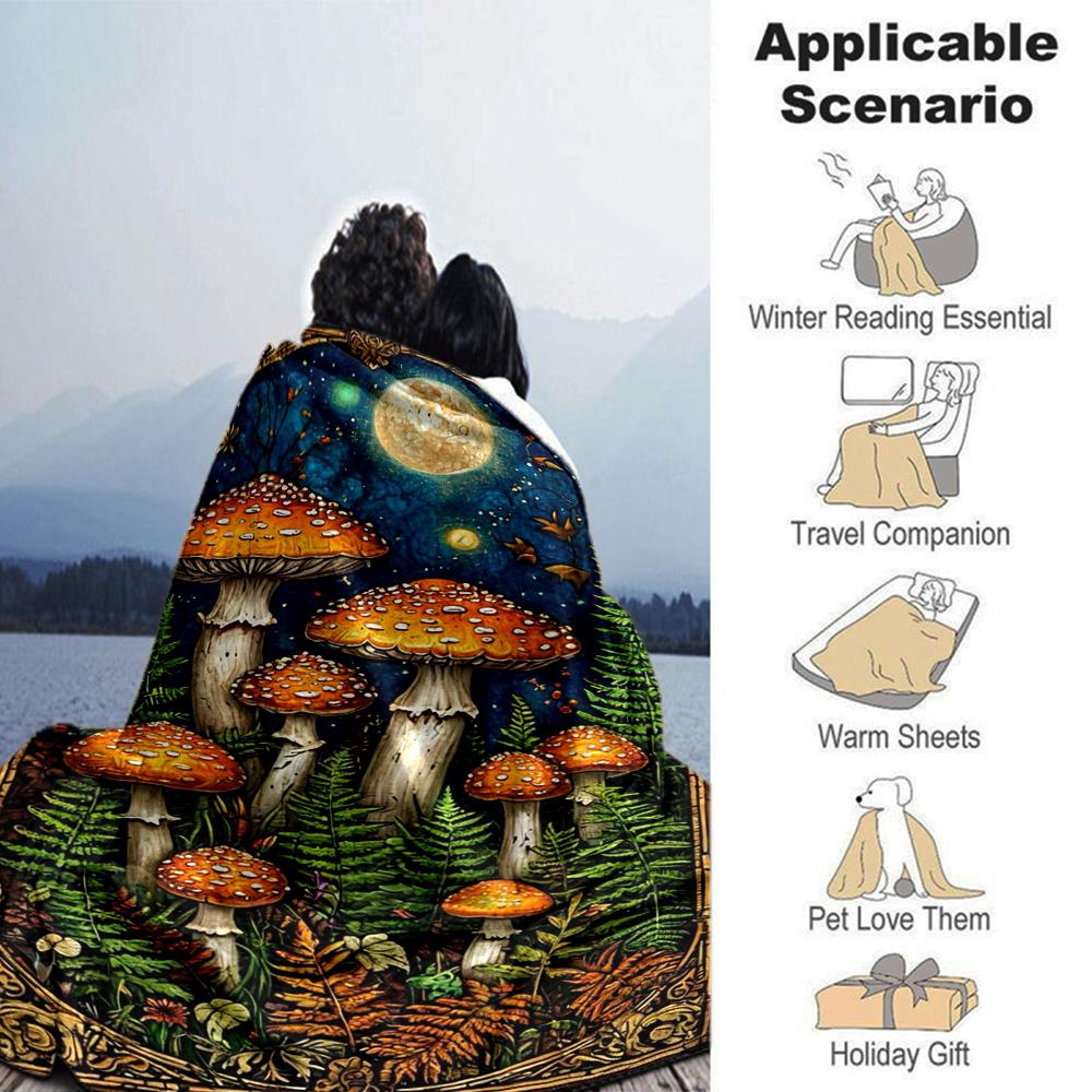 Bunte Pilz-Print Flanelldecke Hohe Qualität Warm Bequem Decke für Alle Jahreszeiten Perfekt für Geschenke Heimdeko