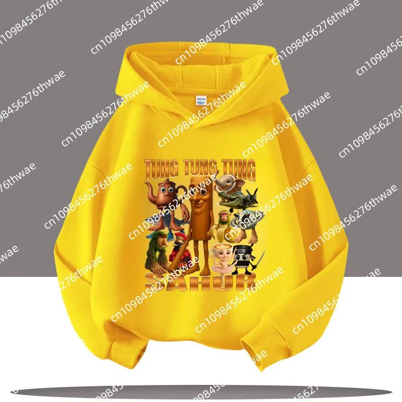 Tung Tungtung Sahur Ležérní Top s dlouhým rukávem Chlapecké oblečení Italský brainrot Dětská mikina Vtipná kreslená grafika Tenké mikiny