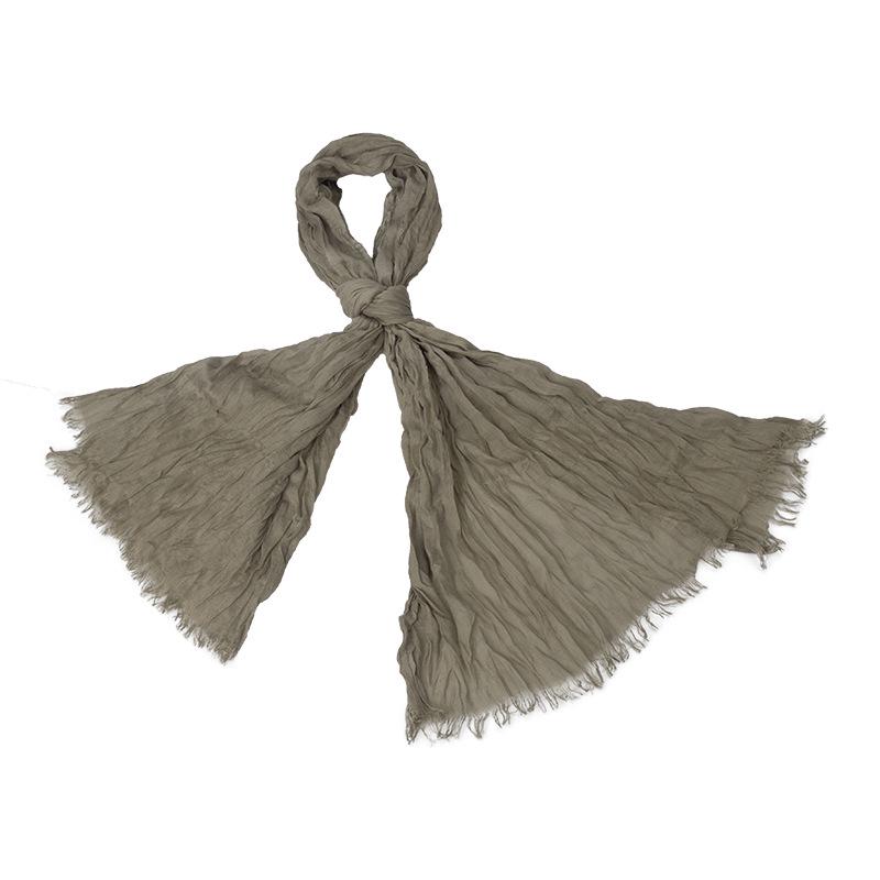 Vintage Plissierter Baumwoll-Leinen-Schal & Seiden-Krawatte Schal für Damen - Frühling/Herbst