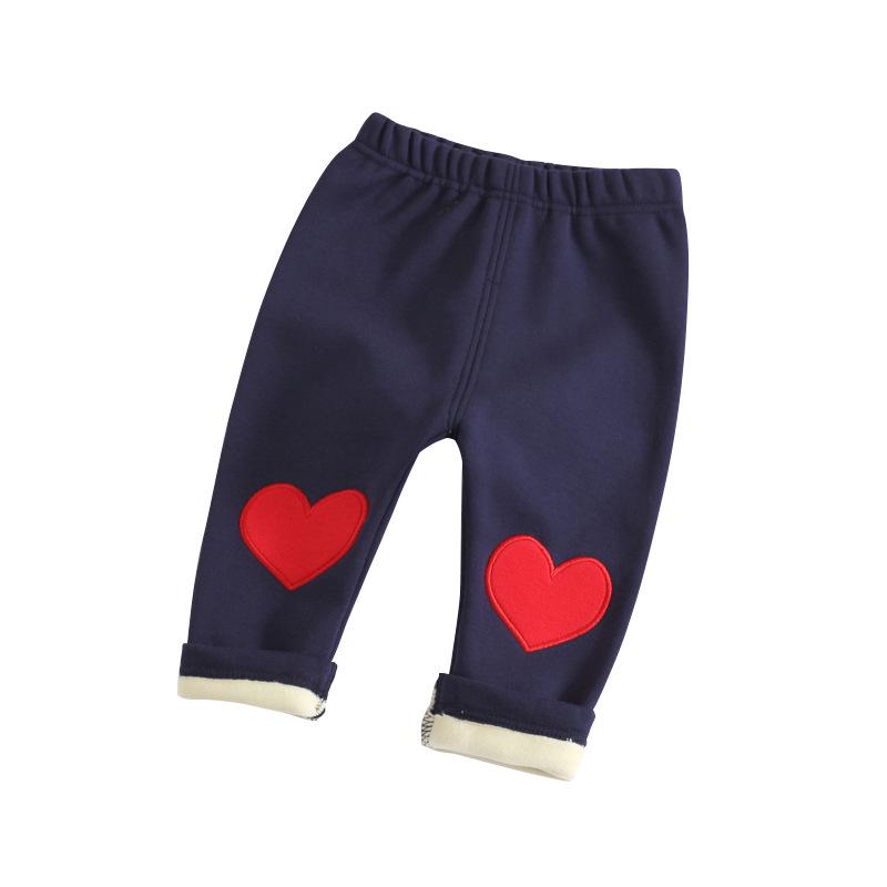 2025 Herbst/Winter Mädchen Leggings mit Herzdesign, Fleece gefüttert für Babys 0-3 Jahre - Lange Hosen mit offenem Schritt