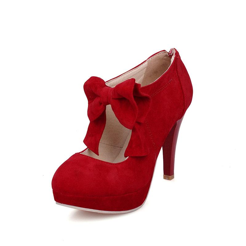 Custom Bowknot Design Mary Jane Pumps 10.5cm High Heels Shoes Women Black Red Apricot Platform Ladies Party Dress Pumps WSH5251