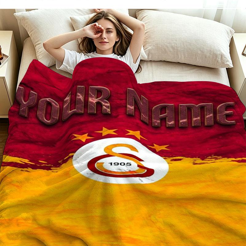 1PC Galatasaray S Custom Name Patterned Flannel Blanket Suitable For All Seasons for Home Decor Warmth and Comfort Gifts Holiday Present