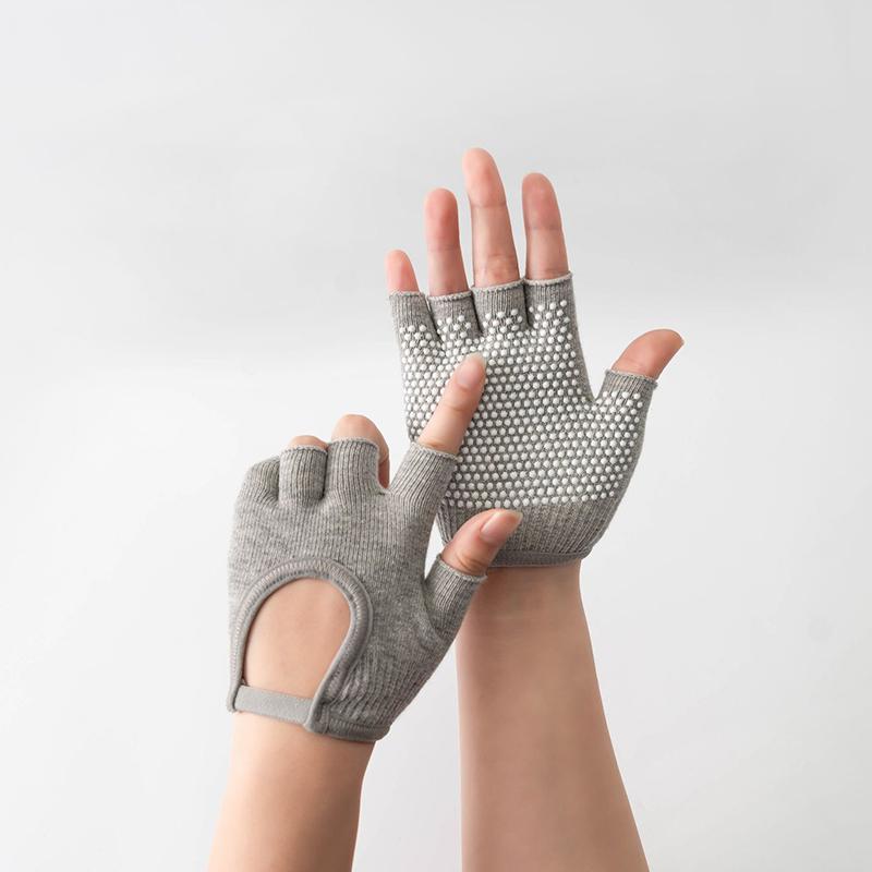 Women Anti-Slip Yoga Gloves Cotton Fitness Half Finger Gloves Breathable Outdoor Cycling Bicycle Pilates Sports Fishing Gloves