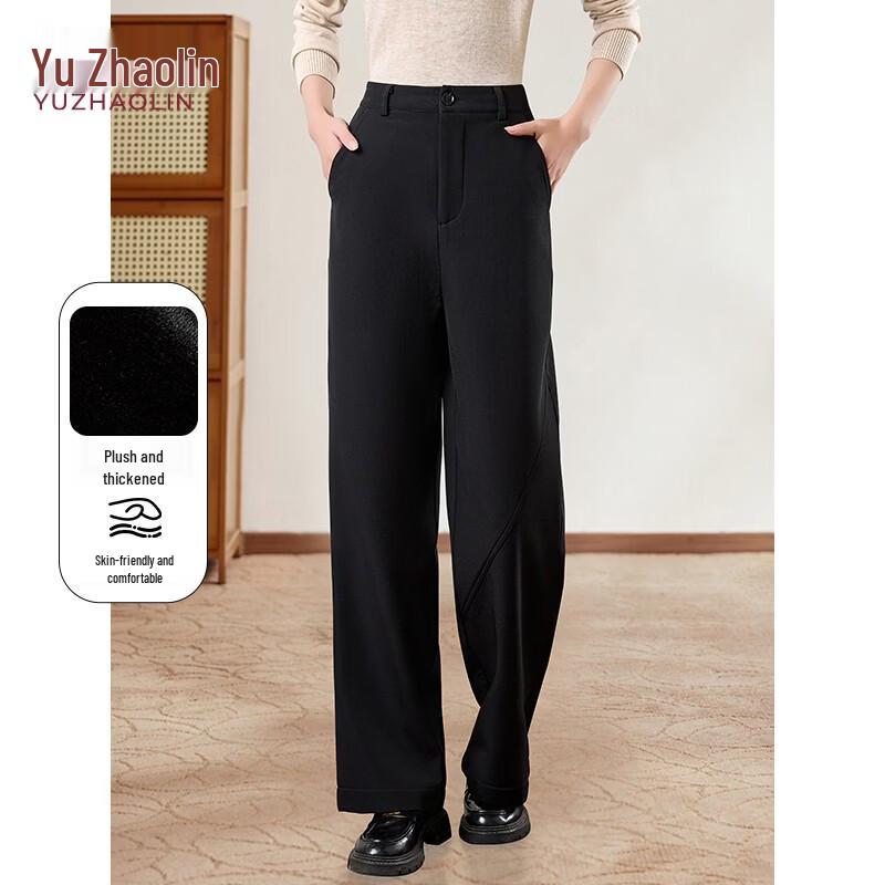 YUZHAOLIN Women s High-Waist Plush Straight-Leg Pants M