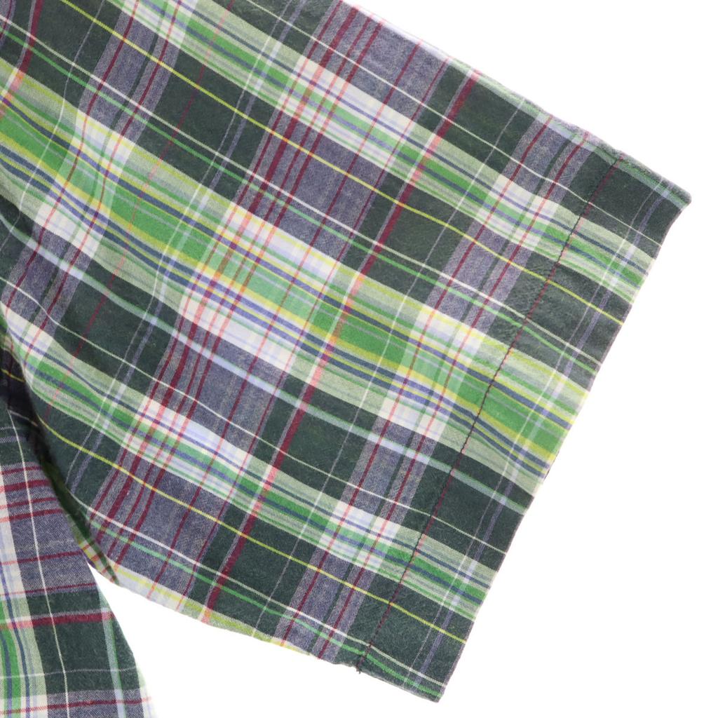 Ralph Lauren Check Pattern Short Sleeve Button Down Shirt L Green System Women Used
