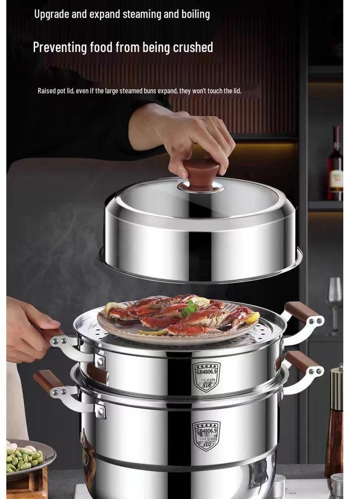 316 Stainless Steel Multi-Layer Steamer Pot - High Capacity, Food Grade, Thick Design