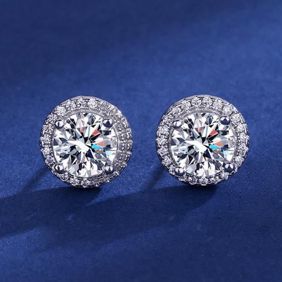 Cubic Zirconia Stud Earrings 1 Carat Diamond Look Earrings Elegant 360° Shiny Jewelry for Daily Wear Party Gift