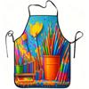 1 Art Print Apron with Vibrant Pencils and Brushes Made of Durable and Easy To Clean Polyester. Suitable for Kitchen Cooking