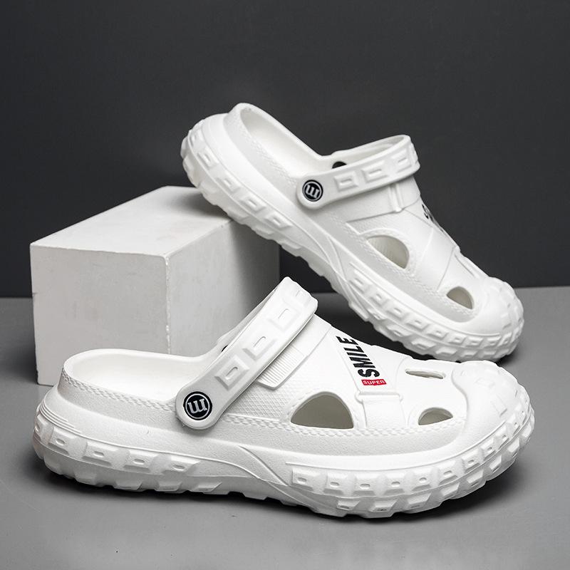 Summer men's slip-flops toe-wrapped platform teen sandals men's breathable non-slip lightweight beach shoes