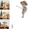 Miniature Resins Skeleton Fishing by Pond Intricate Detailing Figurine Gift for Collectors and Halloween Enthusiasts