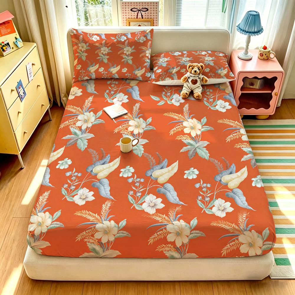 3pcs Colorful Floral Printed Coreless Bed Sheet Set, Multi Size Soft Bed Cover, Bedroom Bedding, Gift Decoration