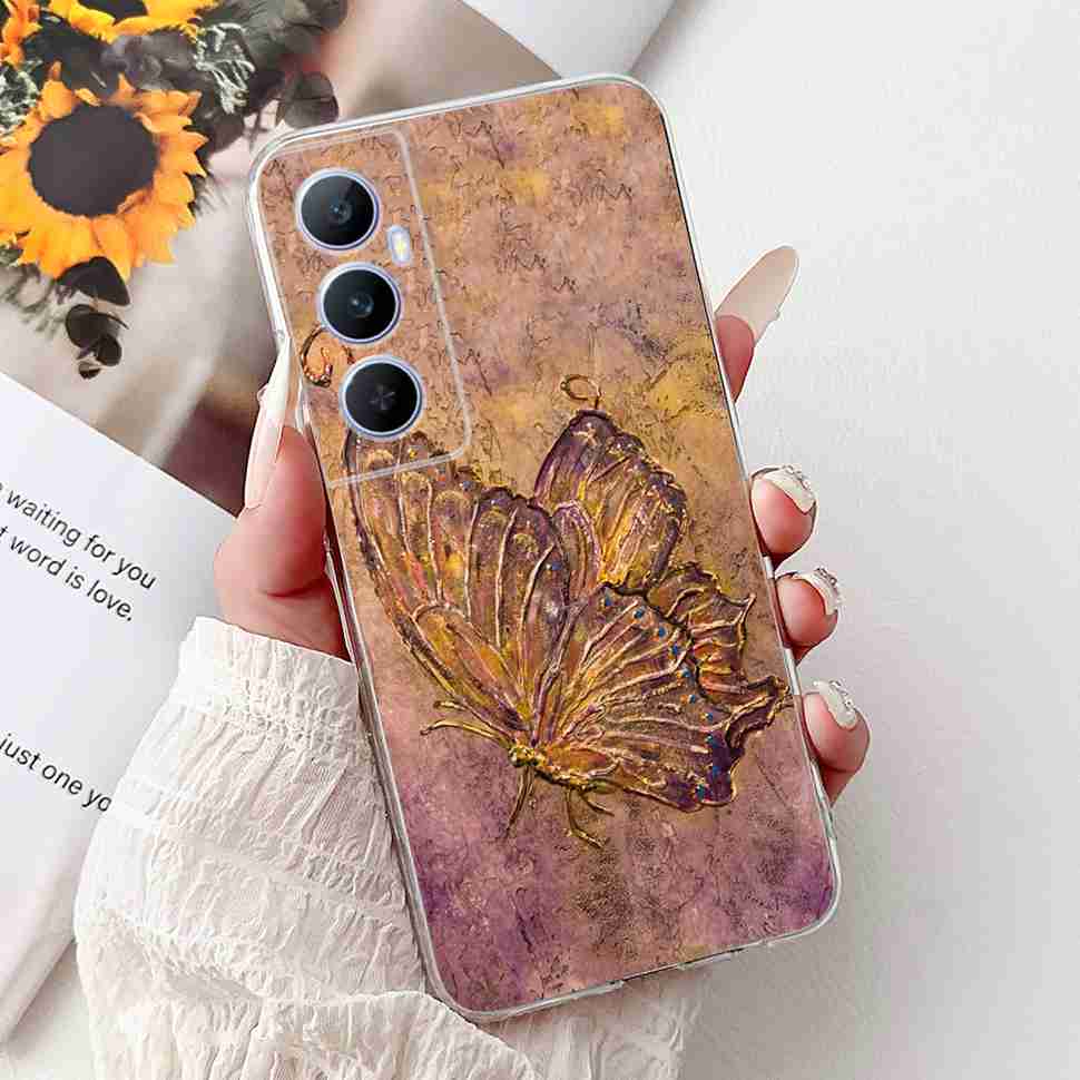 Für Realme C65 4G 2024 Hülle Weiche Silikon Bunte Schmetterling Hülle Für Realme C 65 C65 Fundas RMX3910 Vollständige Schutzhülle