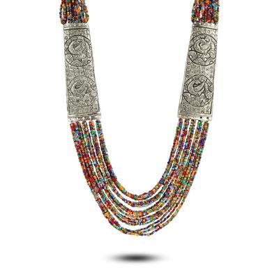 YouBella Fashion Jewellery Antique German Silver Oxidised Plated Tribal Cotton Thread Jewellery