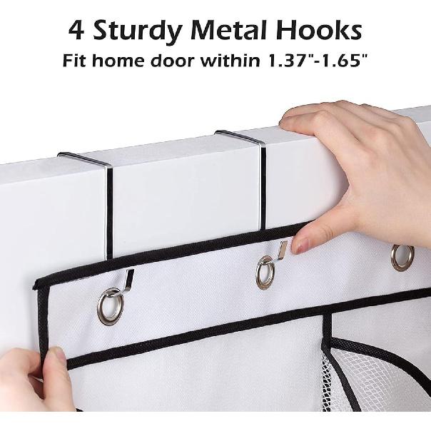Usoway Wall-Mounted Sundries Shoe Organizer Hanging Storage Rack Mesh Pocket Clear Over The Door Storage Box Fabric Closet Bag Mesh Pockets Shoe