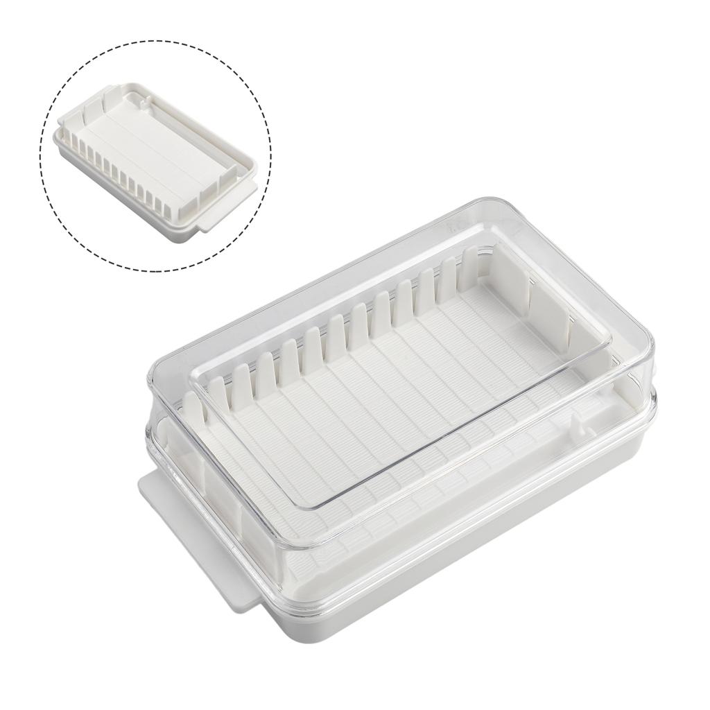 Butterbox Käselagerbox PP Weiß 16,5*9,5*5cm Butter Schnittkäse Kühlschrank Mit innerer Rippe Designed