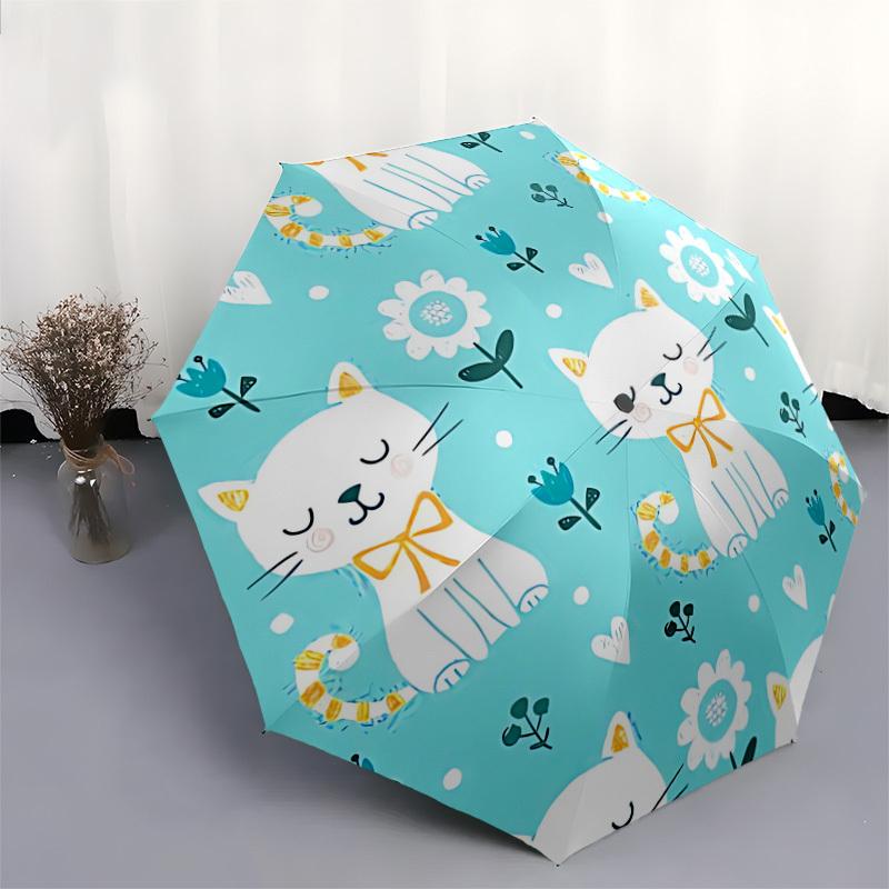1pc Cute Cats Automatic Umbrella Durable Iron Frame & Plastic Handle, Gift for Men & Women, Sturdy Construction yy250905157