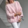 2025 rosa Wollpullover Damen Herbst und Winter Strickoberteil, lässiger Pullover Damenbekleidung
