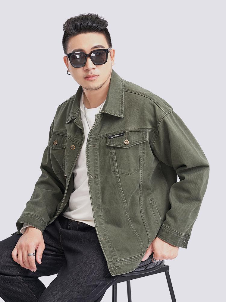 Z0602 Plus Size Men's Retro Washed Denim Workwear Jacket - Autumn Collection