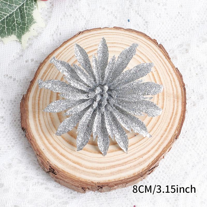 8CM 6Pcs Christmas Decoration Artificial Flower Christmas Tree Pendants for Home Decor 2025 New Year Navidad DIY Accessories