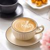  Ceramic Mugs Retro Pumpkin Cup Coffee Cups with Saucer Set European Style Latte Espresso Mug Afternoon Tea Cup Kitchen