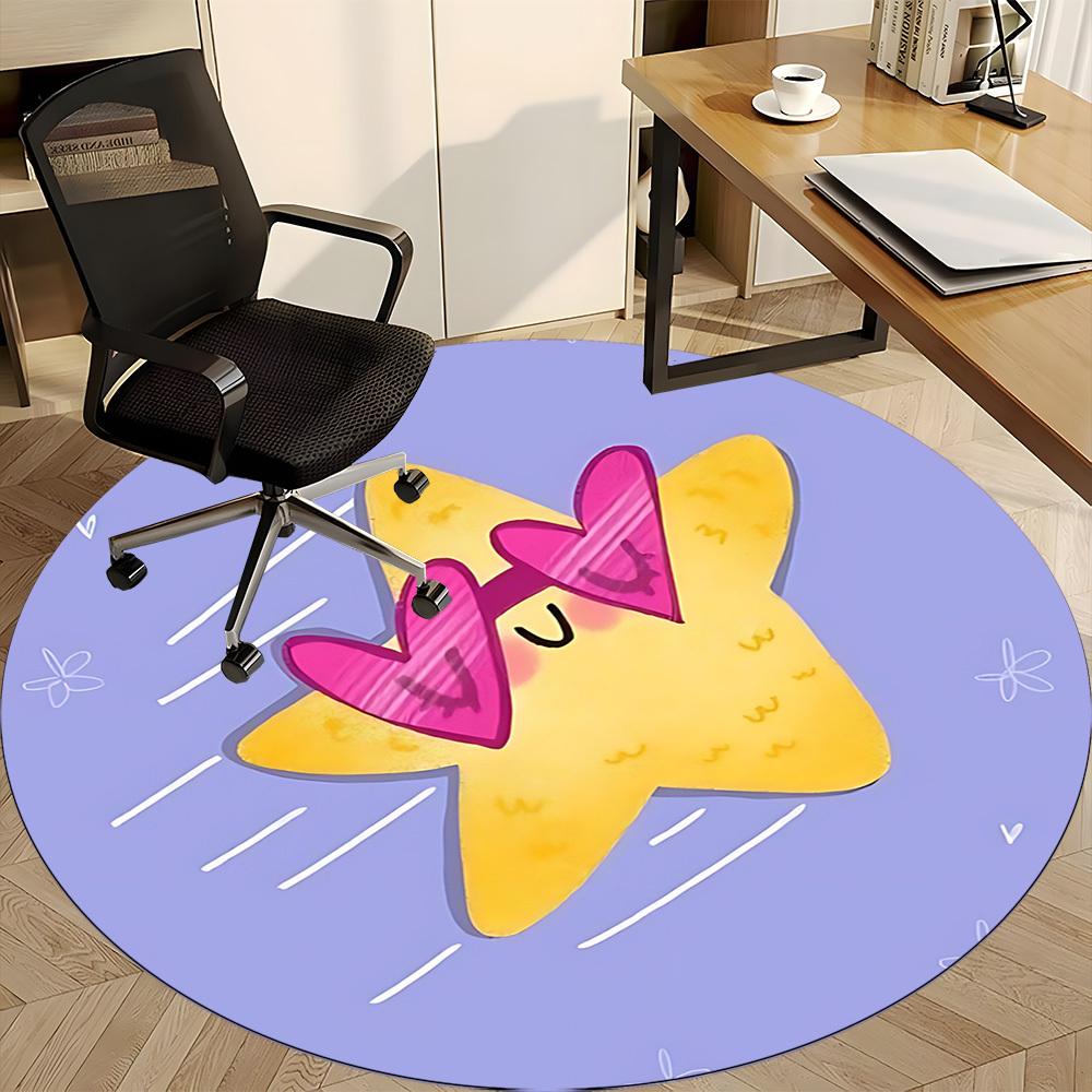 1pc Star Love Office Round Area Rug, Indoor Mat Suitable For Office, Under Office Chairs Bedroom Living Room Home Decor, Room Deco