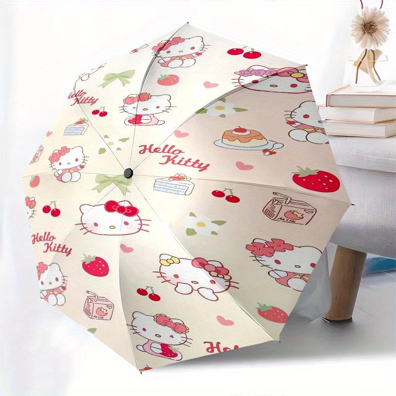 Hello Kitty,Cute Patterns Automatic Umbrella-Foldable, Durable 8-Bone Design, Compact and Stylish, Great for Camping, Halloween, Christmas,