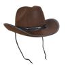 Rivet Decorated Stylish Leather Cowboy Hat With Wide Brim For Daily Outdoor Wear