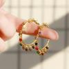 Fan Exaggerated Large Circle Copper Gold-Plated Zircon Earrings Famous Wind Fringed Earrings C-Shaped Earrings