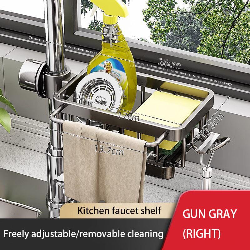 Küchenraum Aluminium Spülbecken Abtropfgestell Schwammaufbewahrung Armaturen Halter Seifenablage Pfannenkorb Organizer Badezimmerzubehör