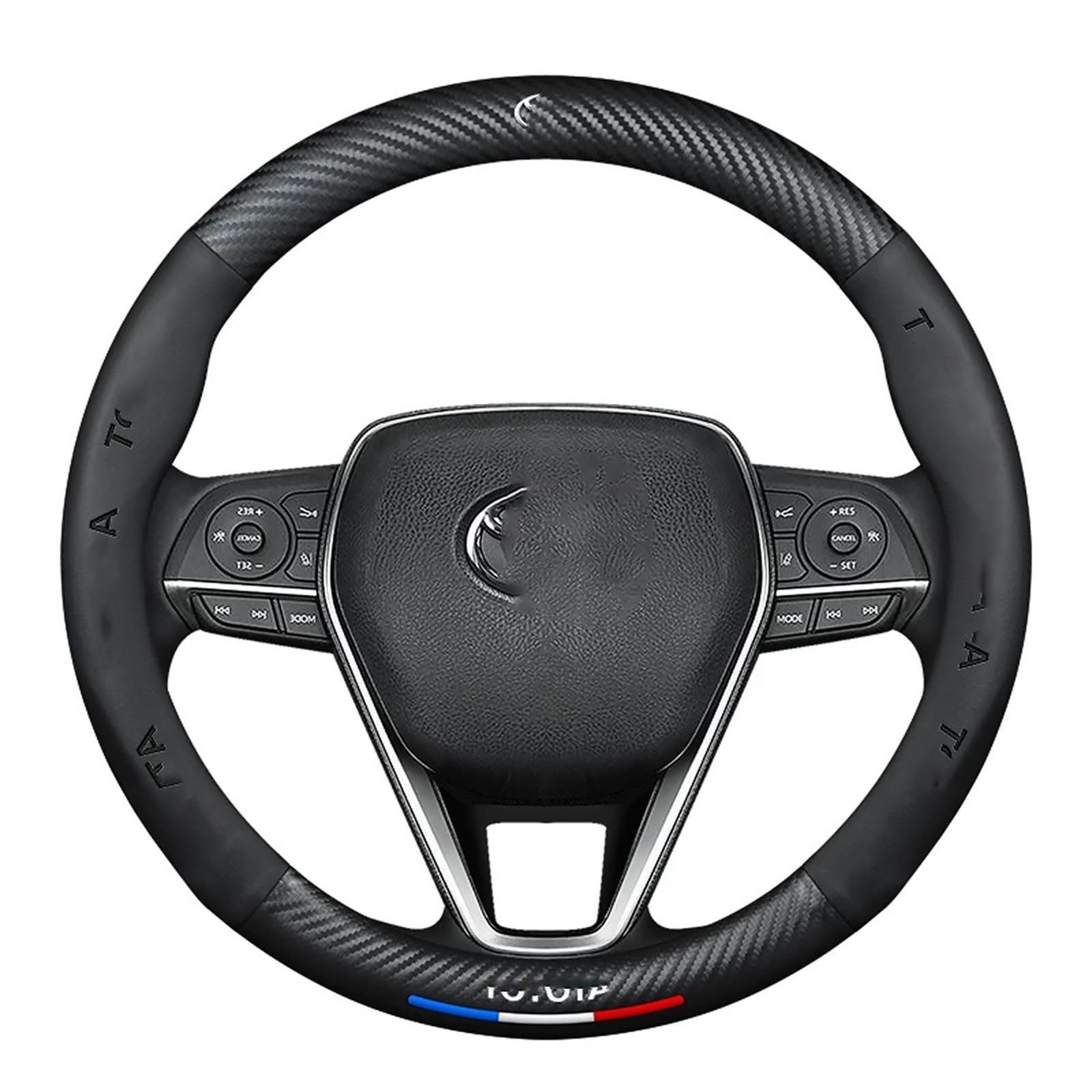 

QiuFu Car Steering Wheel Protective Cover for Toyota Hiace 200 Mark and Crown Genuine Leather Cowhide Mesh Carbon Fiber Wood Black Cover, Series,
