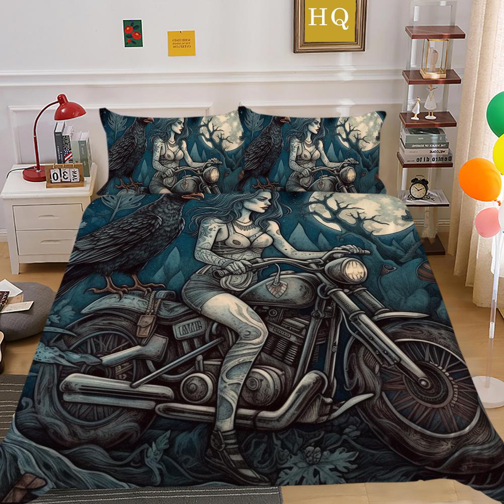 Beauty Skull Printed Home Bedclothes Single Size Polyester Bed Set Man Design Fashion Bedroom Decor
