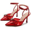 Huizhou New Rhinestone Transparent High-heeled Sandals Women's Thin Heels Pointed European and American High-heeled Shoes with Baotou Foreign Trade