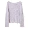 Sancai New Chinese Style Off-Shoulder Hollow Knit Sweater