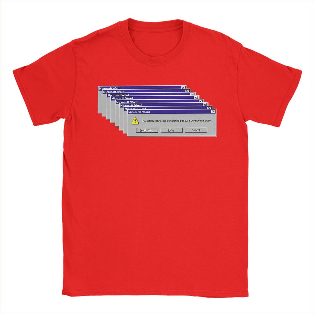 Hipster Windows 98 Foutmelding T-shirts voor Mannen Ronde Hals 100% Katoen T-shirts Korte Mouw Zomer Tops