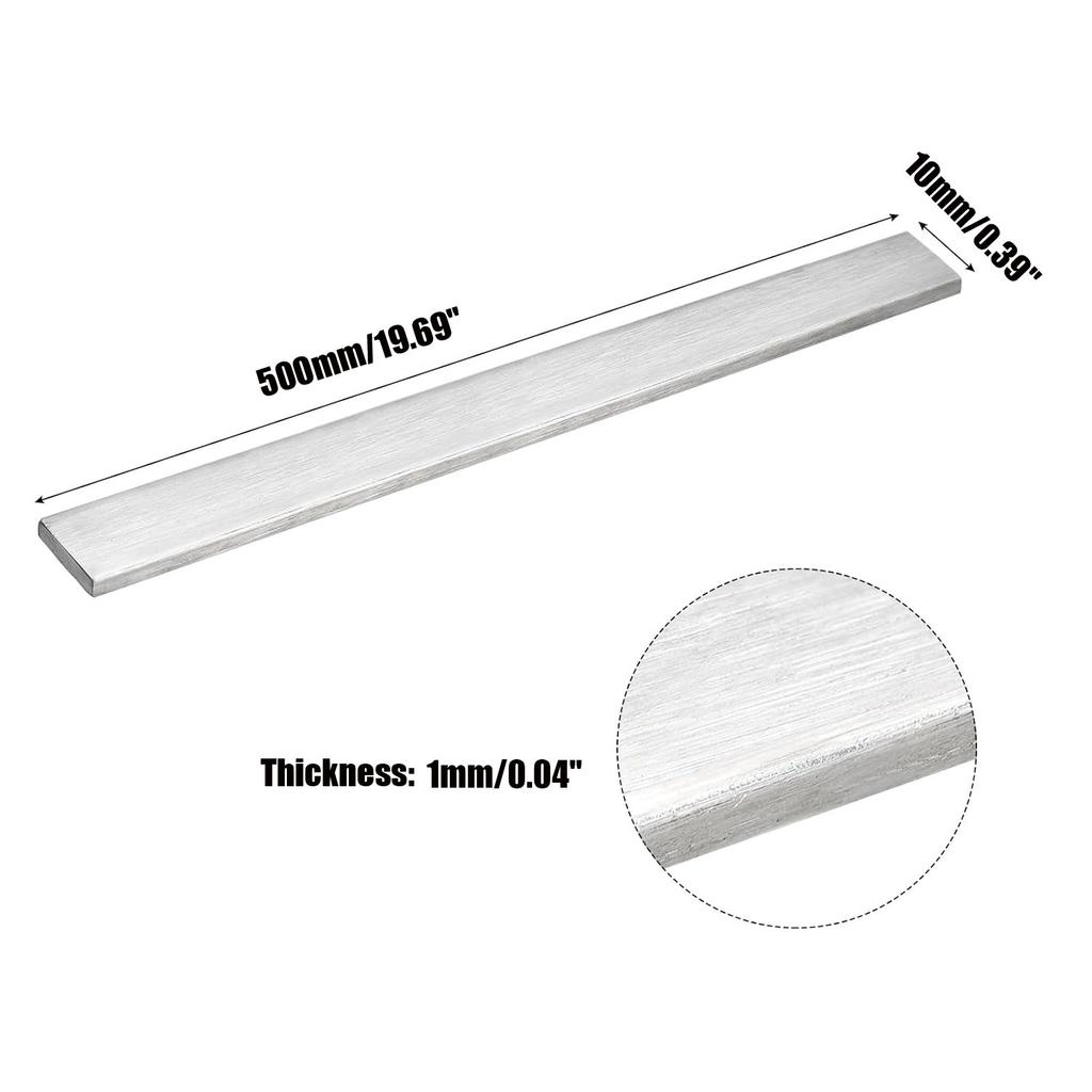 1Pcs 304 Stainlesss Steel Flat Bar,Length 500mm ,Brushed Finishing Trim Strips Sheet for DIY Craft Making