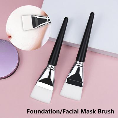 Pennello per maschera viso sottile a testa piatta Pennello per applicazione corpo con pelo bianco morbido Strumento specifico per saloni di bellezza Pennello per fondotinta