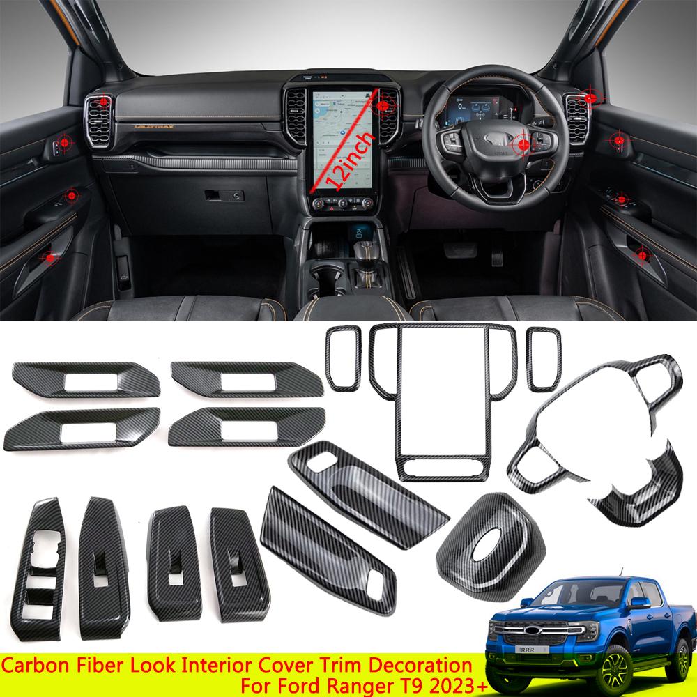 

Украшение для салона автомобиля из углеродного волокна для Ford Ranger T9 2023 2024 Door Panle