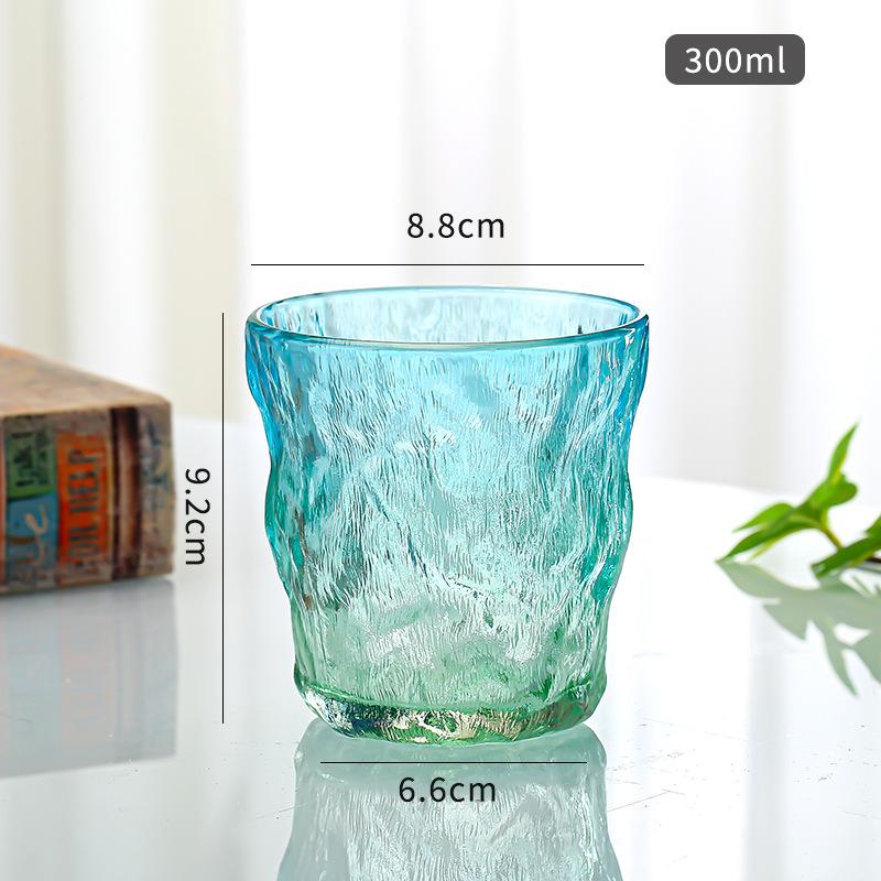 Ins Wind Ice River Pattern Glass Water Cup Nordic New High-value Red Wine Glass Juice Cup Frosted Bark Pattern Water Cup