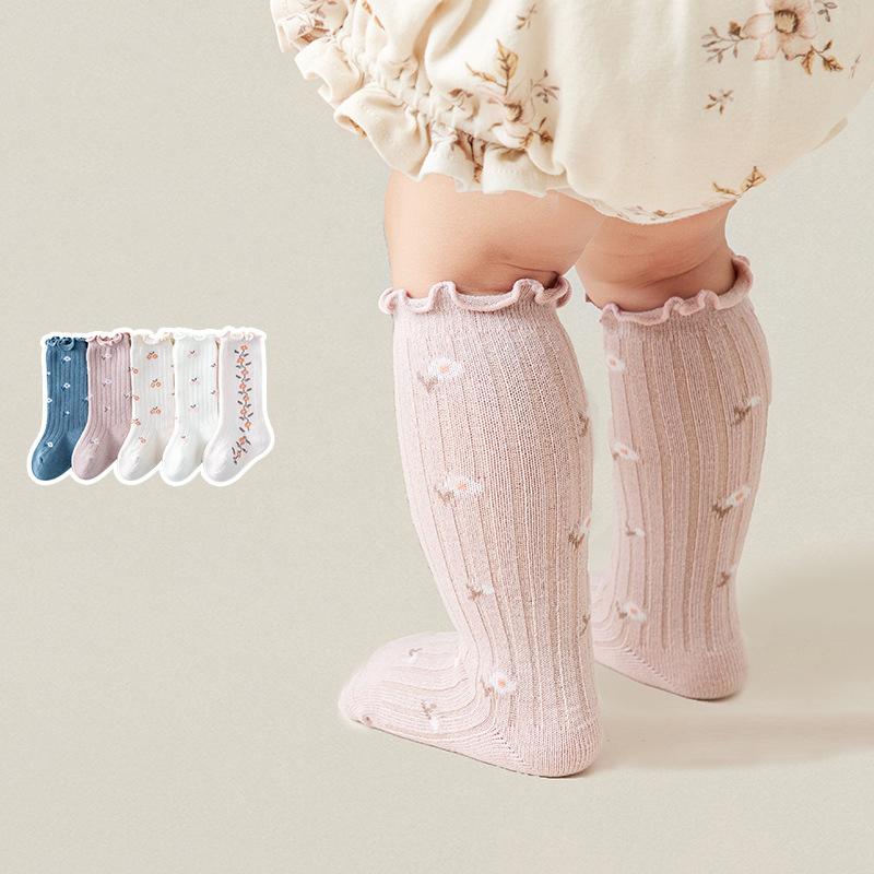 Newborn Baby Girl Socks New Kids Ruffled Knee High Socks Toddler Soft Cotton Spring Autumn Children Princess Long Socks