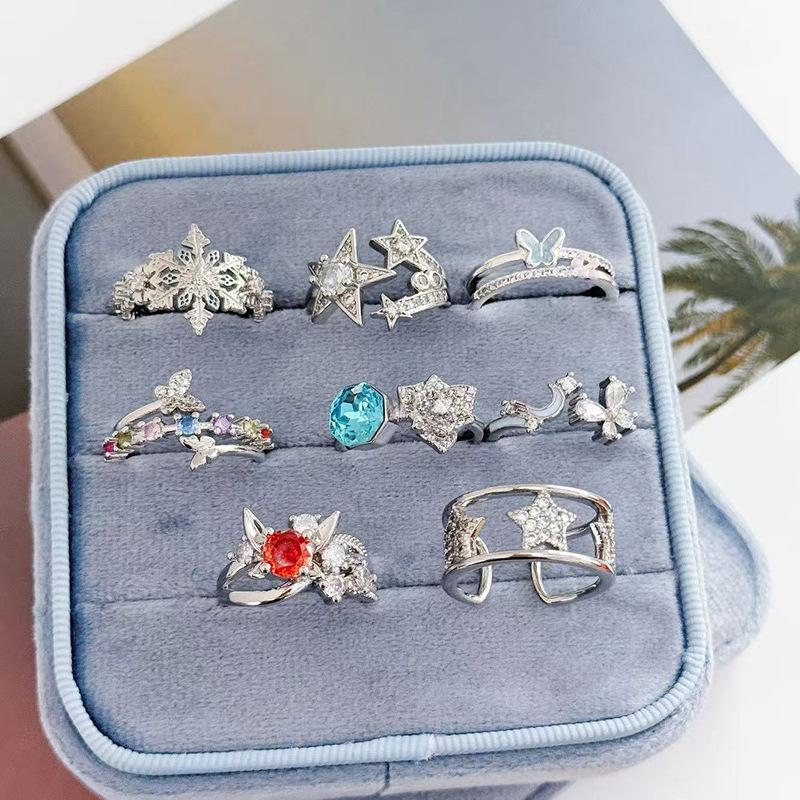 Blind Box Full Of Diamonds, Colored Treasures, Zir*****Pen Rings, Light Luxury, High-End Sense, Niche Personality Stacking, Stacking, Wearing Rings