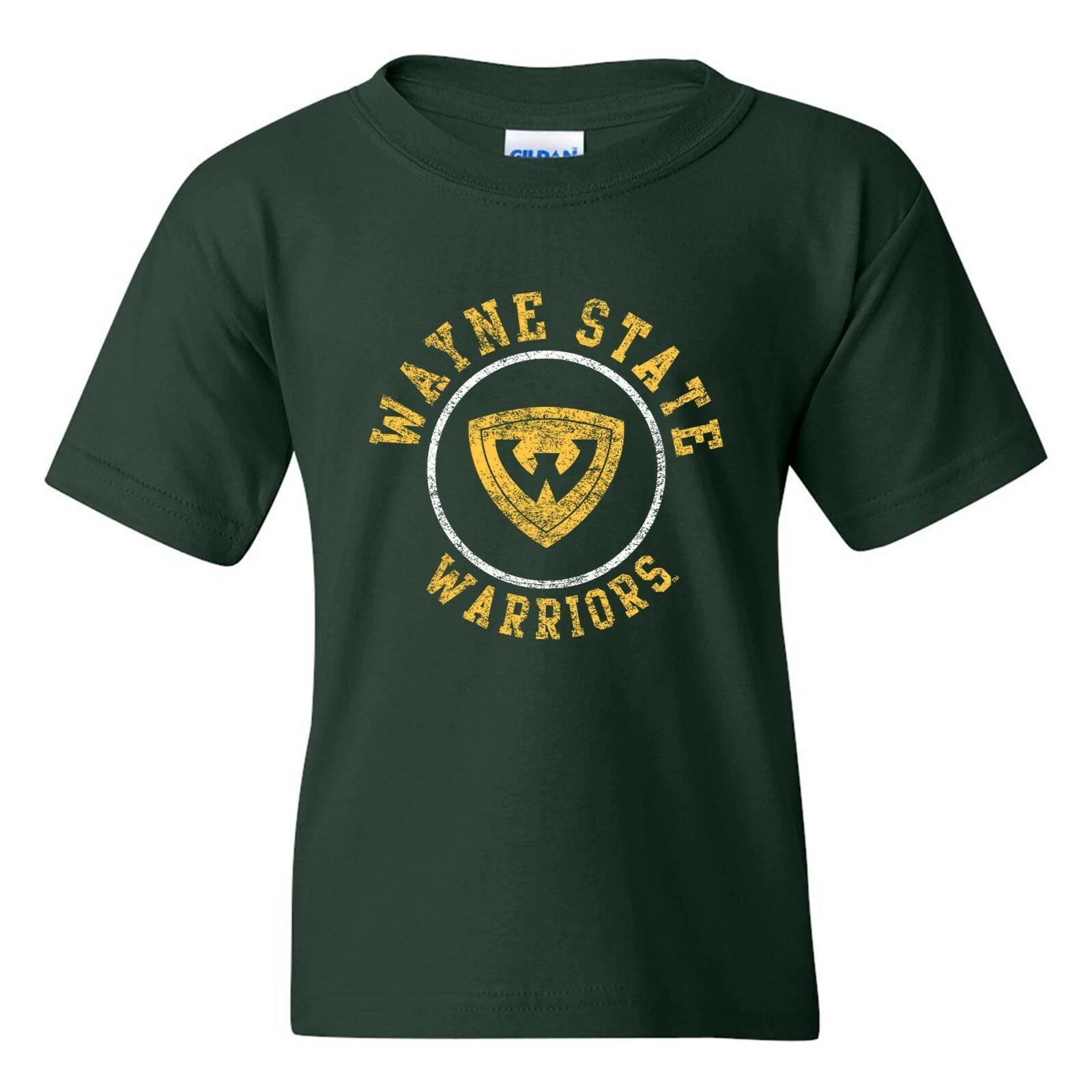 Wayne State Warriors Distressed Circle Logo University Youth T-Shirt - Forest S