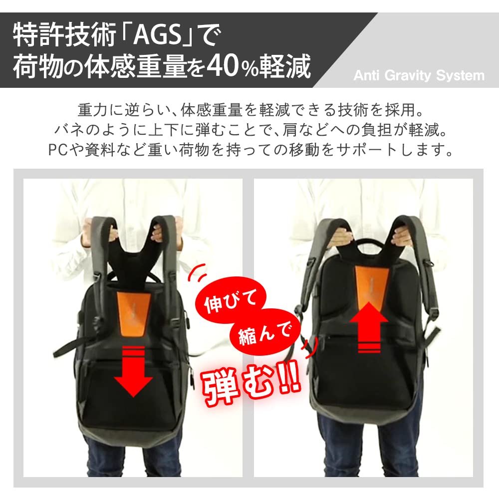 Atla Zero Gravity Backpack, Reduces Weight by 40%, Water-Repellent, Large Capacity, Perfect for Commuting, Black, Multifunctional, AGS Authorized