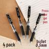 S36 Click Gel Pen 4-Pack 0.5mm Bullet Tip - Black & Red for Students, Office, Business, Exams, Signing