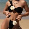 Beliebter Badeanzug Bikini Schräger Schulter Dreidimensionale Blume Weißes Tube Top Gespaltenes Bikini-Badeanzug Damen