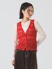 Ray Beams S/S Knit Vest, Striped Lace Knit Vest, Women's, Red, One Size
