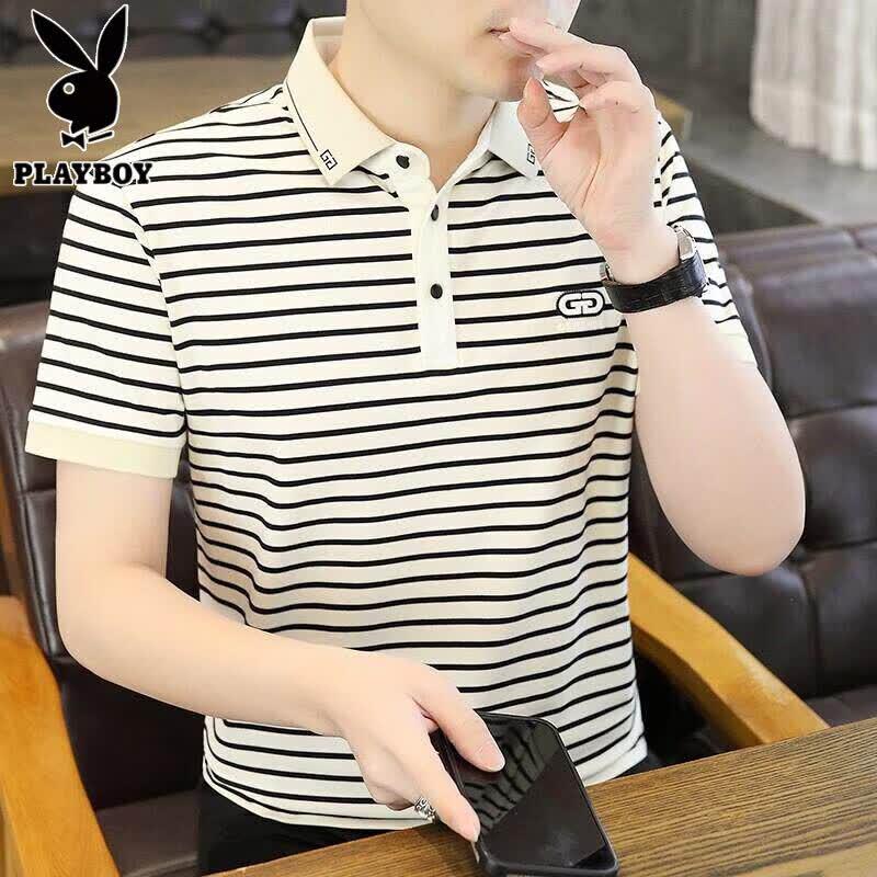 

PLAYBOY Men s Striped Polo T-Shirt 4XL