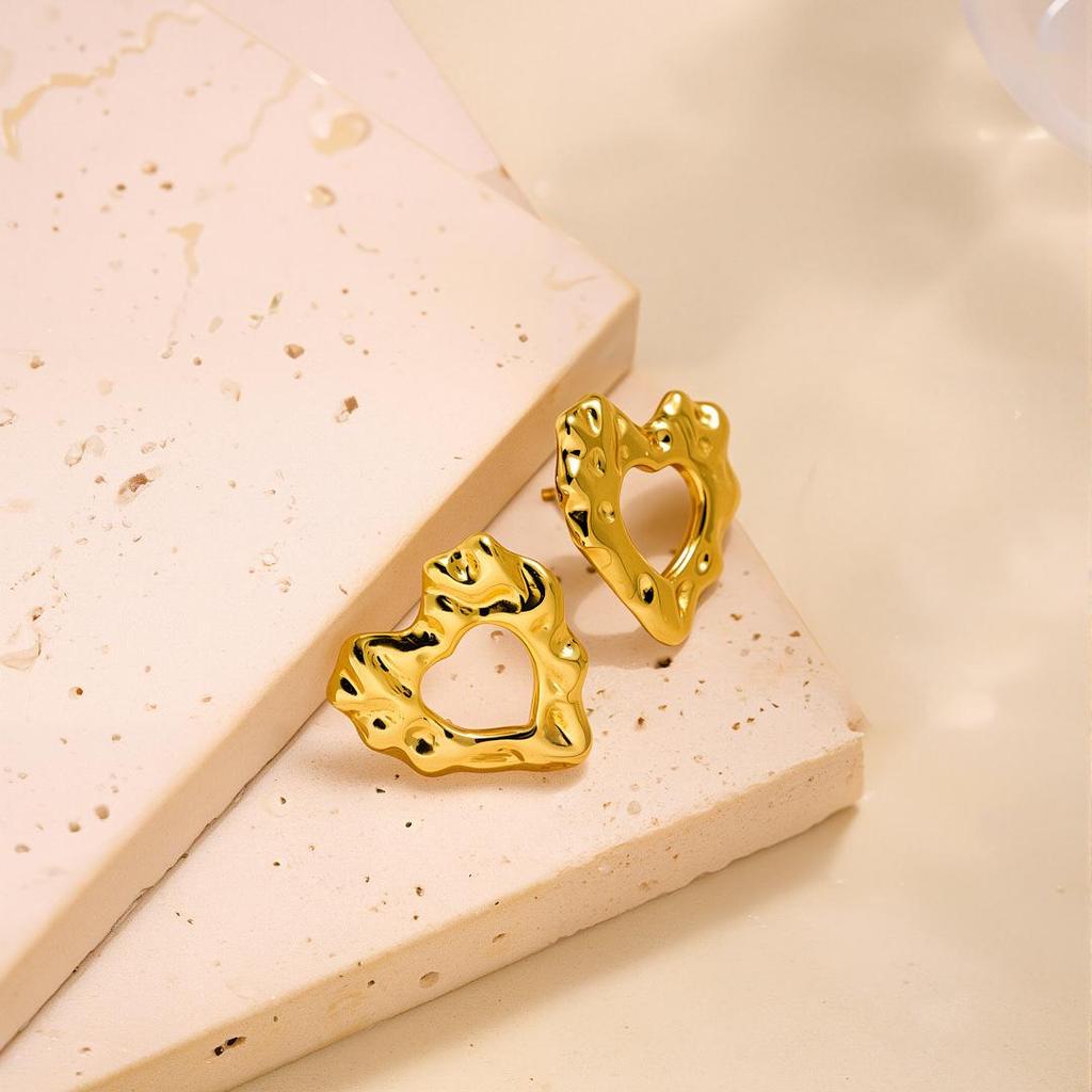 Geometric Irregular 18k Gold Titanium Steel Earrings for Women