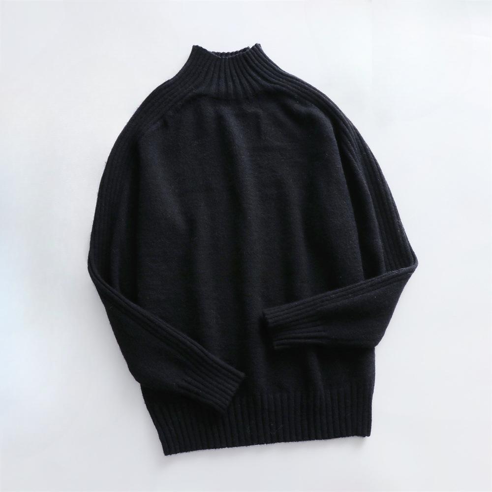 IHUASU Women's Autumn and Winter Solid Colour Sweater High Neck Pullover Loose Women's Solid Colour Sweater