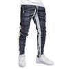 New Drawstring Trousers Leg Zip Double Pocket Zip Sports Trousers Fashion Men's Striped Trousers