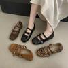 French Inner Height Increase Retro Round Head Single Shoes Women's Autumn 2025 New Leopard Print Mary Jane Ballet Shoes Women's Shoes